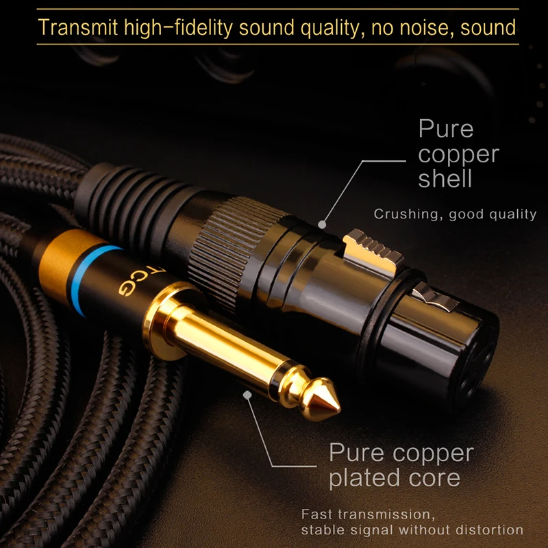 Microphone Cable XLR 3-Pin to Jack 6.5mm Mic Lead Aux Cord TRS 6.35 mm/6.5 mm Male to XLR Female Cord for Amplifier AMP