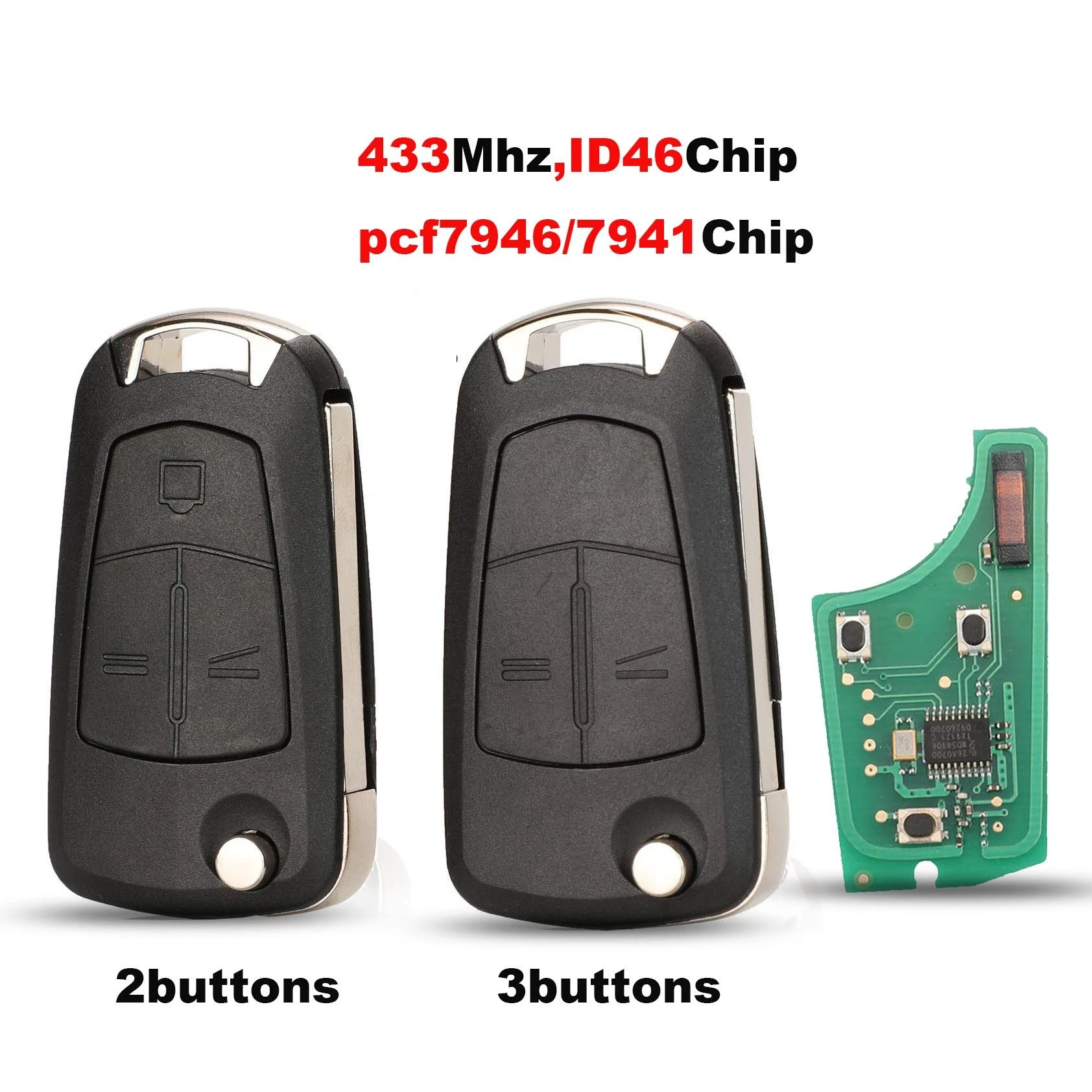 Car Remote PCF7941 Key For Opel/Vauxhall Astra H 2004-2009, Zafira B 2005-2013 PCF7946 Vectra C 2002-2008 Signium