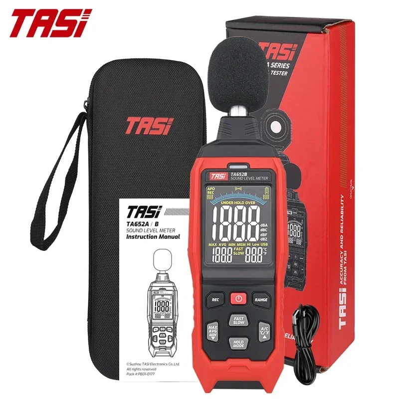 

TASI Digital Sound Level Meter logger 30-130dB Noise Measuring Instrument db Meter With USB Data Connection Function TA652B