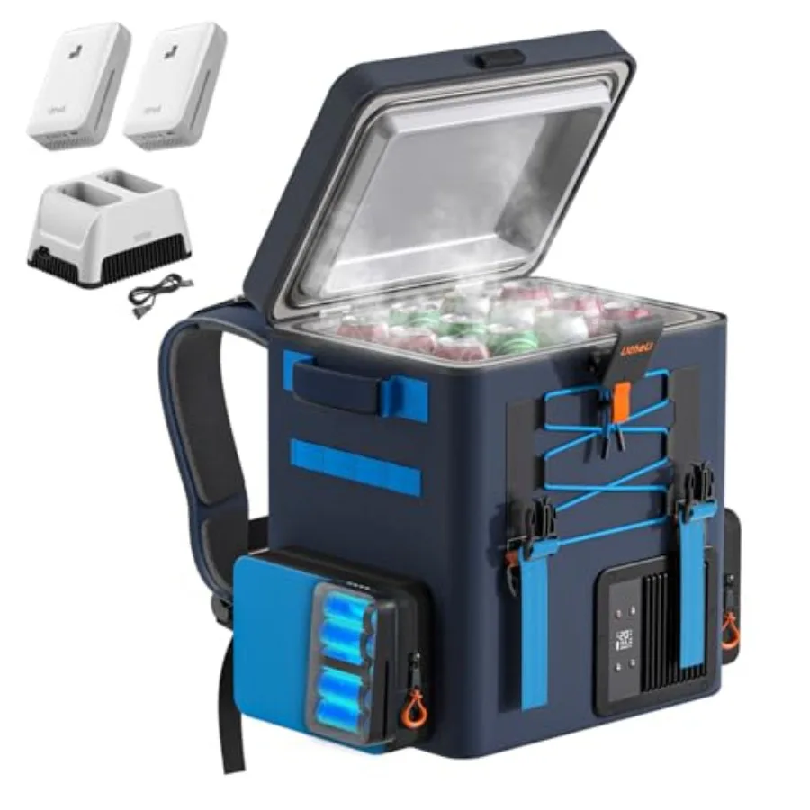 

Portable 20L/21QT 12V car refrigerator for camping, RV, boat beach; aluminum alloy body; black; -468 dual-zone cooling, include