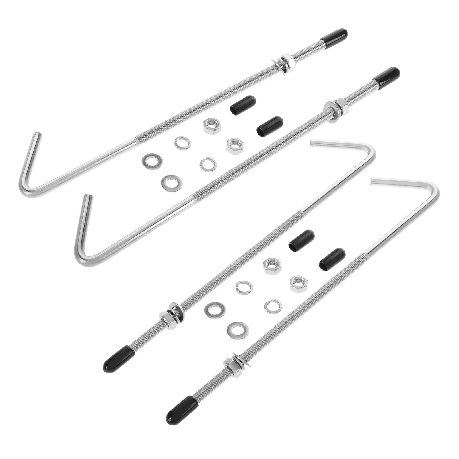 2Sets Universal Car Battery Hold Down Bracket Clamp Fixing Kit Stainless Steel J Bolts Battery Stabilizer Automotive Support