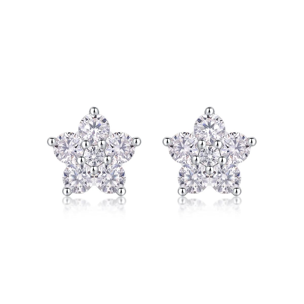 

E13602 S925 Silver Plated 18K White Gold Petal Earrings Moissanite 1.06CT