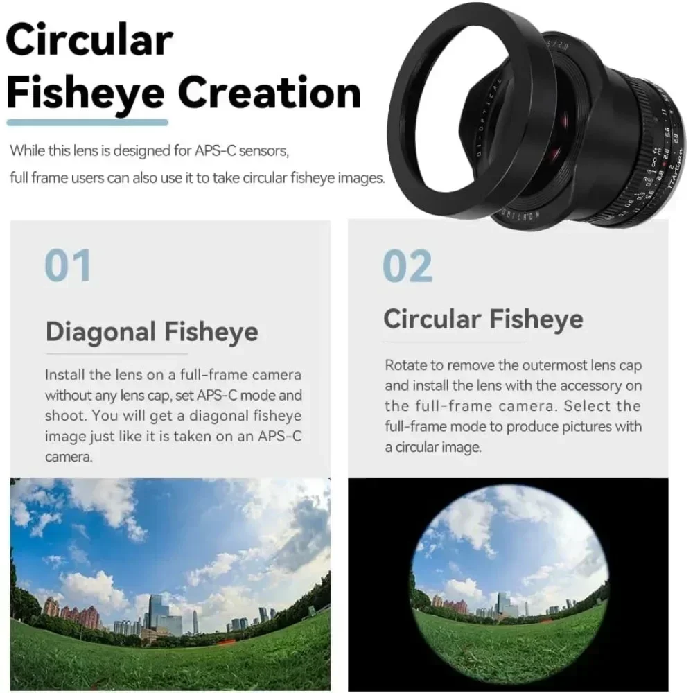TTArtisan 7.5 مللي متر F2.0 عدسة APS-C فتحة كبيرة كاميرات عين السمكة عدسة لنيكون Z سوني E فوجي X M4/3 كانون EOS M L جبل الكاميرا
