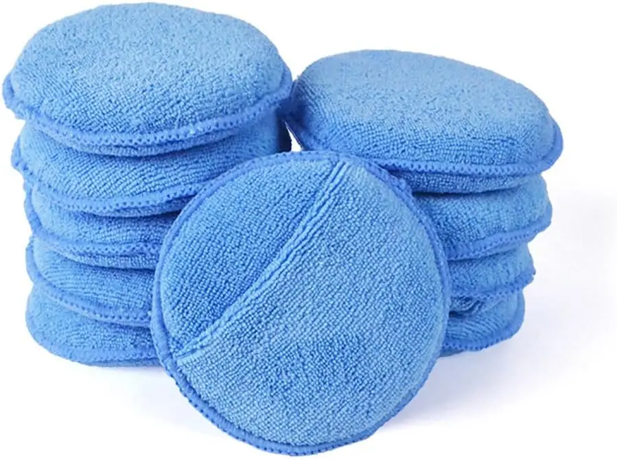 

Microfiber Wax Applicator Pads with Finger Pocket for Cars, Ultra-Soft Foam Sponge, Blue, 5" Diameter, Pack of 10