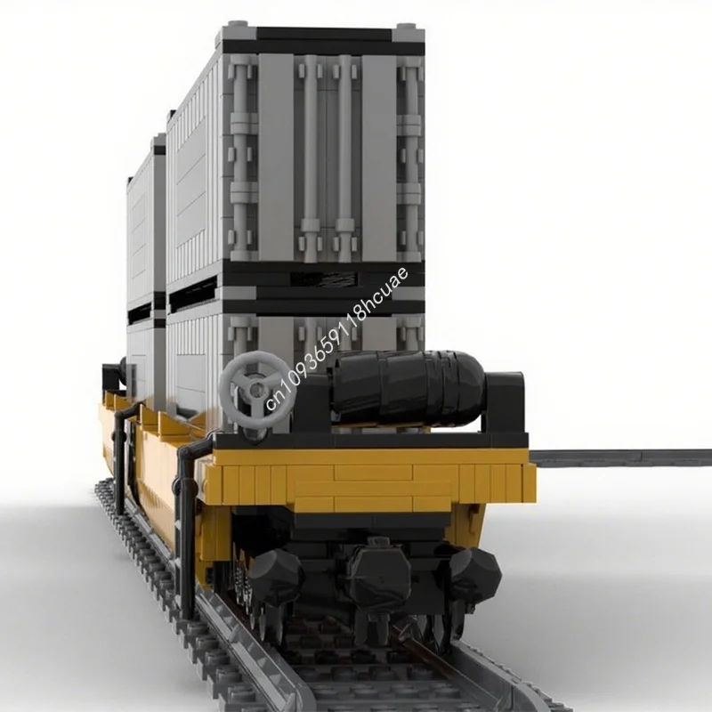 994 個 MOC ダブルスタック鉄道輸送ワゴンモデルビルディングおもちゃブロック組み立てクリスマスギフト DIY クリエイティブアイデア子供の誕生日