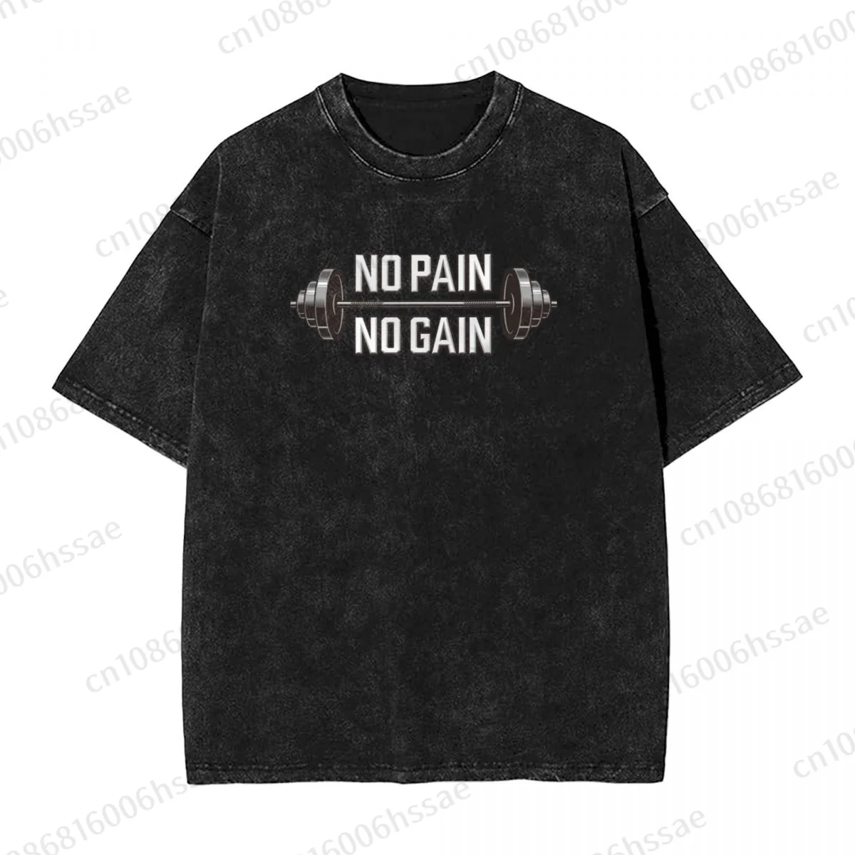 No Pain No Gain Gym Motivational Quote Men's Vintage Short Sleeve T Shirts Hip Hop Cotton Tee shirt Summer T-shirt