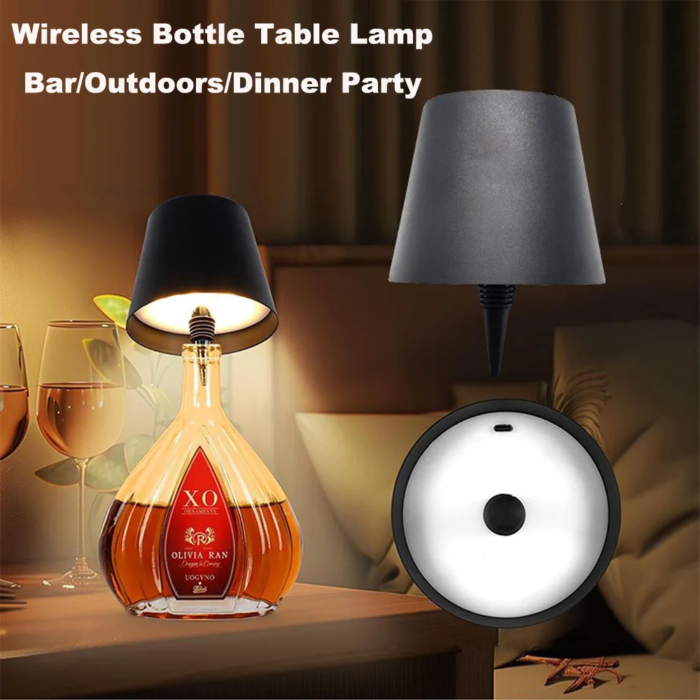 

LED Wireless Wine Bottle Lamp USB Rechargeable Table Light Touch Control Dimming Table Lamp for Bar Club Cafe Atmosphere Decor