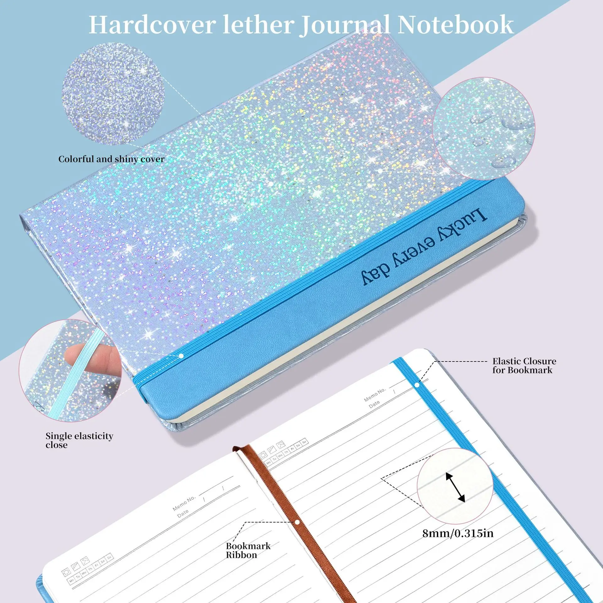 Fantasia A5 Notebook com Alça de Alto Valor Estético, Notebook portátil, Logotipo personalizado, Material escolar