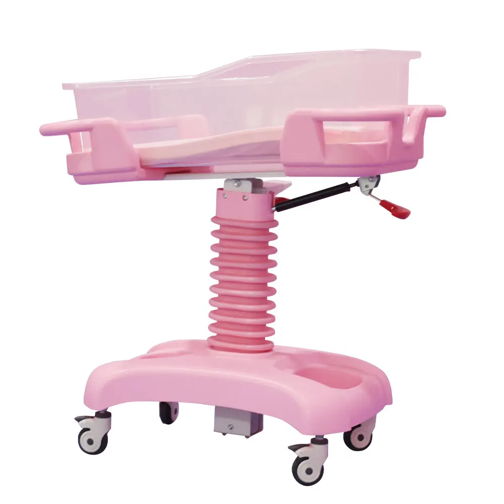 Hospital Furniture High Quality Moveable ABS Baby Cot Lifting Baby Cot with Factory Wholesale for Hospital Infant Nursing