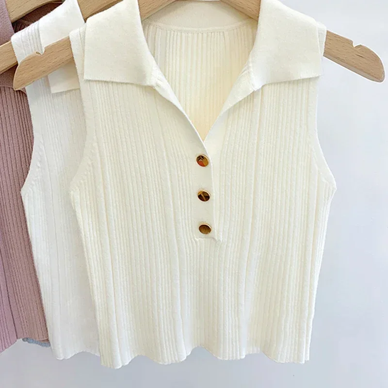 

Fashion Casual Solid Color Sexy Commuting Sweet Button Lapel Vest For Women