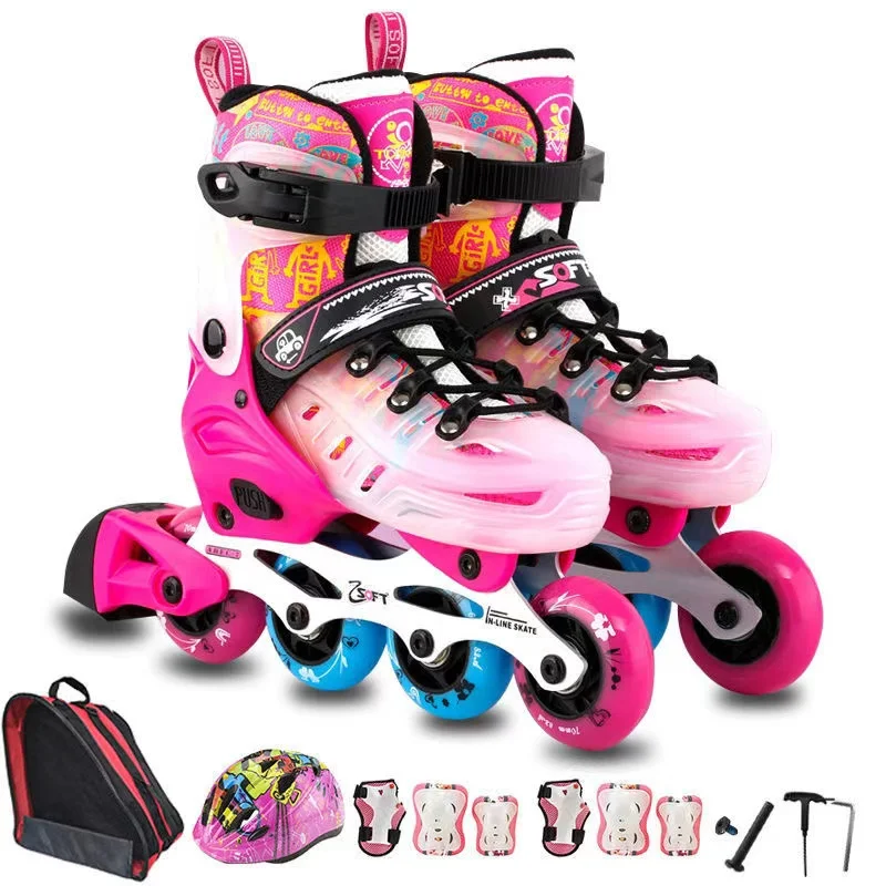 

Adjustable Inline Speed Skates Shoes Hockey Flat Flower Roller Skates Sneakers Protective Gear Set Inline wheel Dropshipping