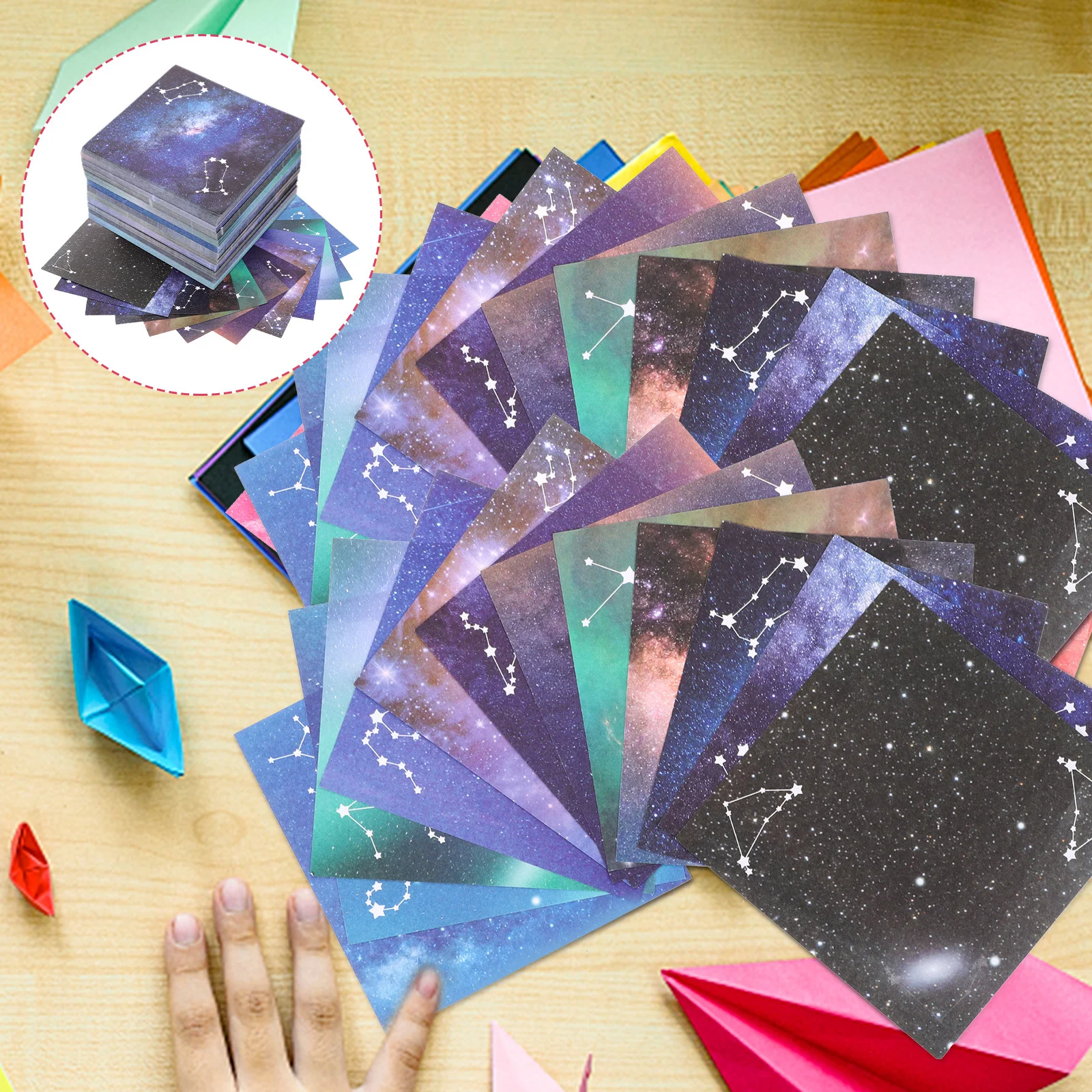 ورق اوريغامي مربع مزدوج الجوانب قابل للطي موضوع للحرف اليدوية الملونة والديكور