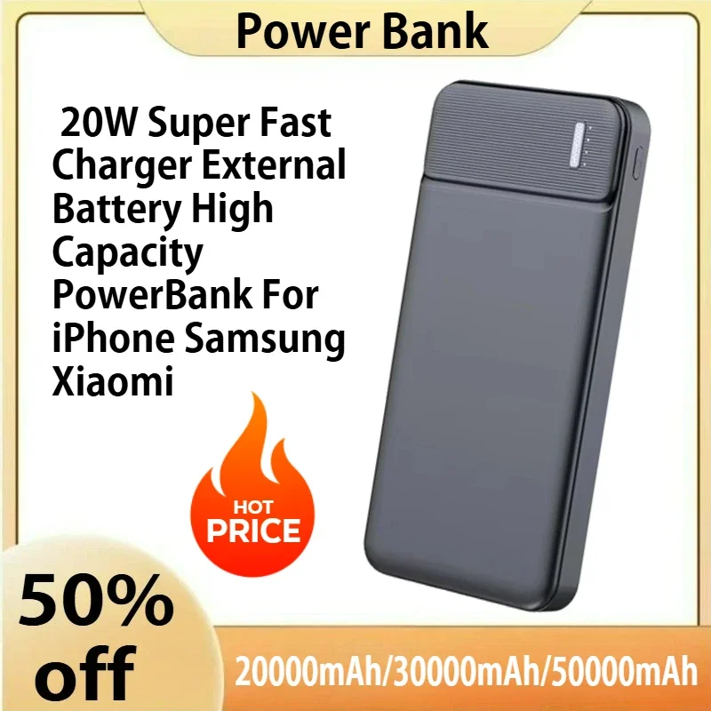 

120W 50000mAh Power Bank Portable PD 20W Super Fast Charger External Battery High Capacity PowerBank For iPhone Samsung Xiaomi