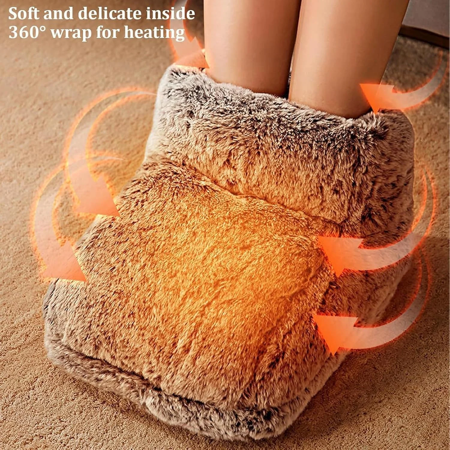 Calentador de pies eléctrico, almohadilla calefactora para pies con carga USB, zapatillas de pies dobles, estufa de pies lavable desmontable para dormir en casa y dormitorio