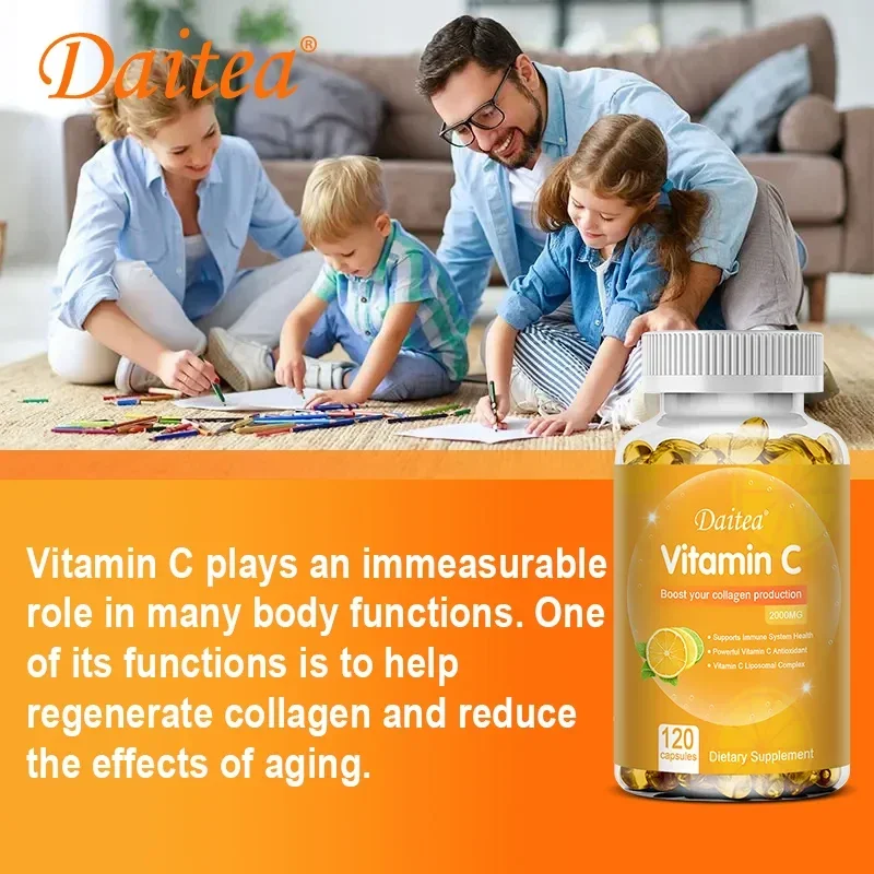 Daitea Vitamin C Capsules - Nutritional Supplement for Men and Women - Antioxidant, Promotes Collagen Production, Immune Health