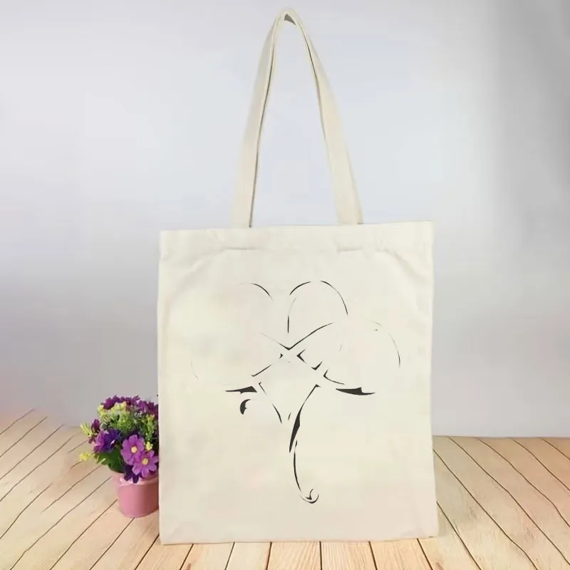 1 Printed Canvas Bag Eternal Heart Symbol Unisex Breathable Trucker Driver Portable White Crossbody Bag with Closure. Suitable f