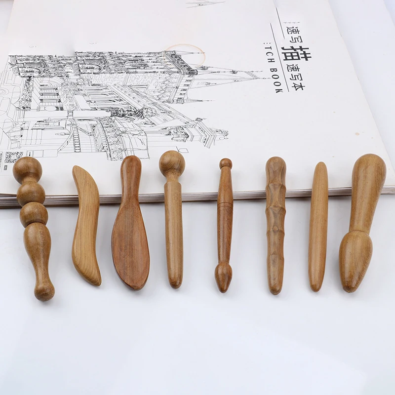 1Pcs Sandalwood Acupoint Stick Dial Stick Massage Stick Meridian Pen Foot Gourd Wave Shape Sole Acupoint Massage Tool﻿