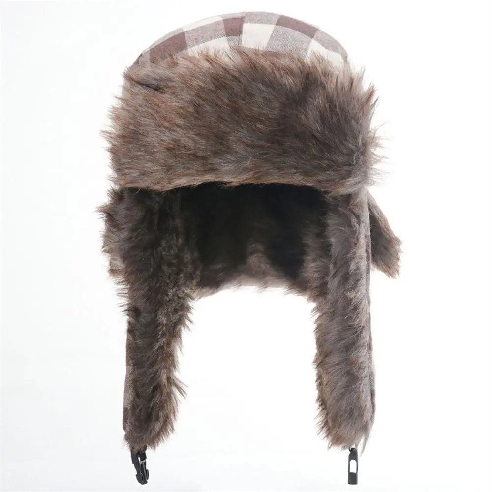 Winter Thicken Driving Russian Plaid Windbreak Trapper Pilot Caps Korean Beanies Hats Men Hats Earmuff Hats Earflap Caps