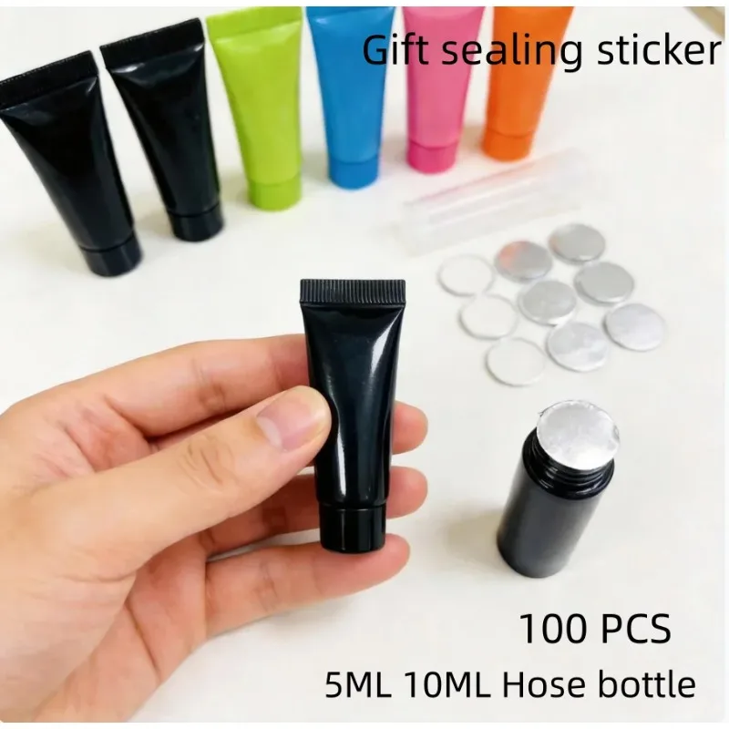 100 Pcs 5ml  Black Pink Green Orange Soft Tube Bottles Sample Toothpaste Refillable Travel Container