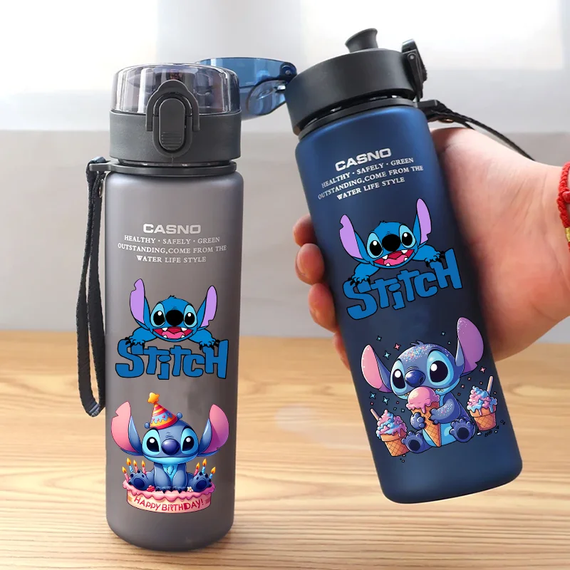 

Lilo & Stitch 560ML Peripheral Plastic Drinking Cup Stitch Angel Anime Print Water Cup Frosted Black Blue Green Red Bottle Gifts