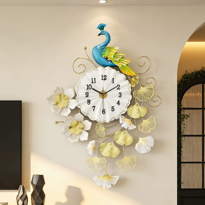 Aesthetic Creative Wall Watch Luxury Living Room Metal Wall Art Xenomorph Wall Watch Nordic Peacock Reloj De Pared Home Decor