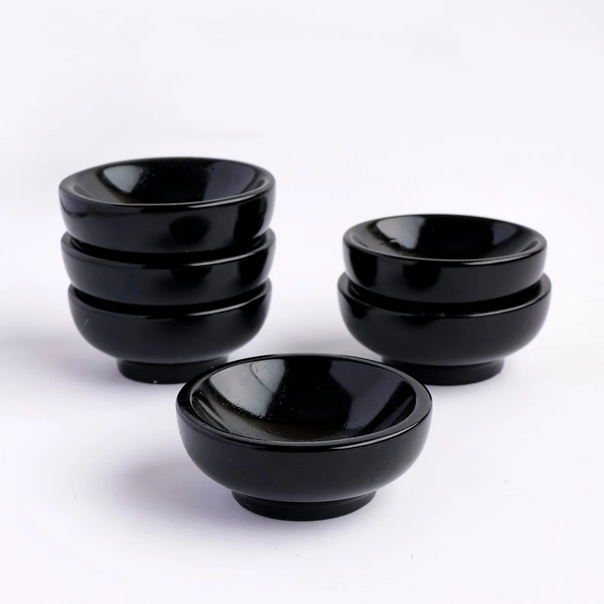 1 pieza Taza de té de cristal natural en bruto y copa de vino de obsidiana, decoración energética para el hogar y la oficina, taza de Kung Fu