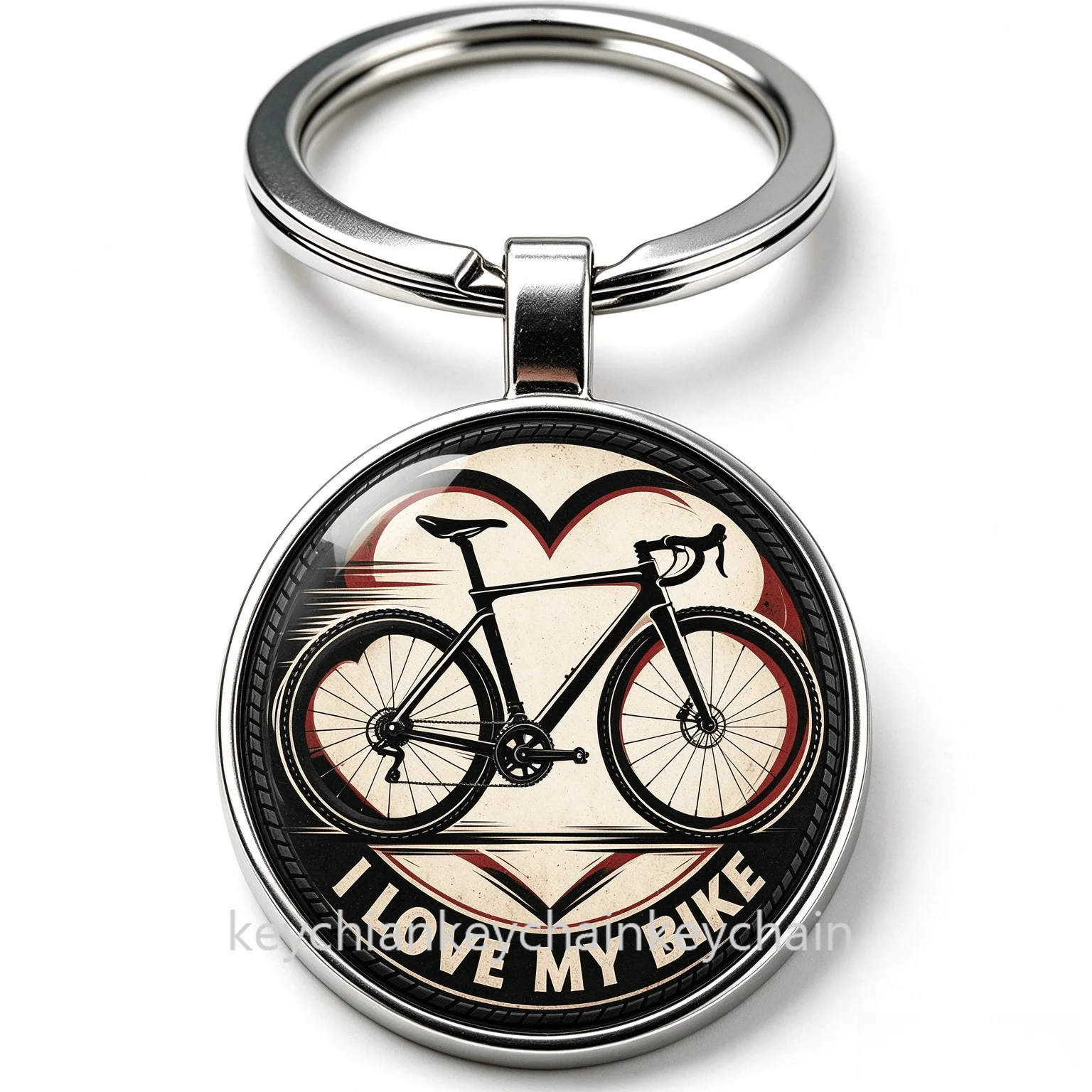 road bike vintage I LOVE MY BIKE Keychain Key Ring Pendant Car Bag Key Holder Gift