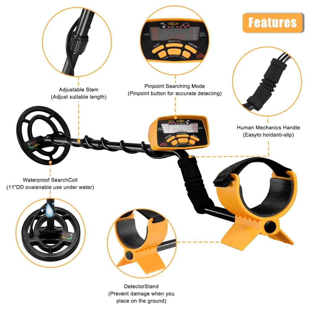 MD-6250 Metal Detector High Sensitivity Underground yellow Gold Detector  Precise Positioning Hunter search Detector GP pointer