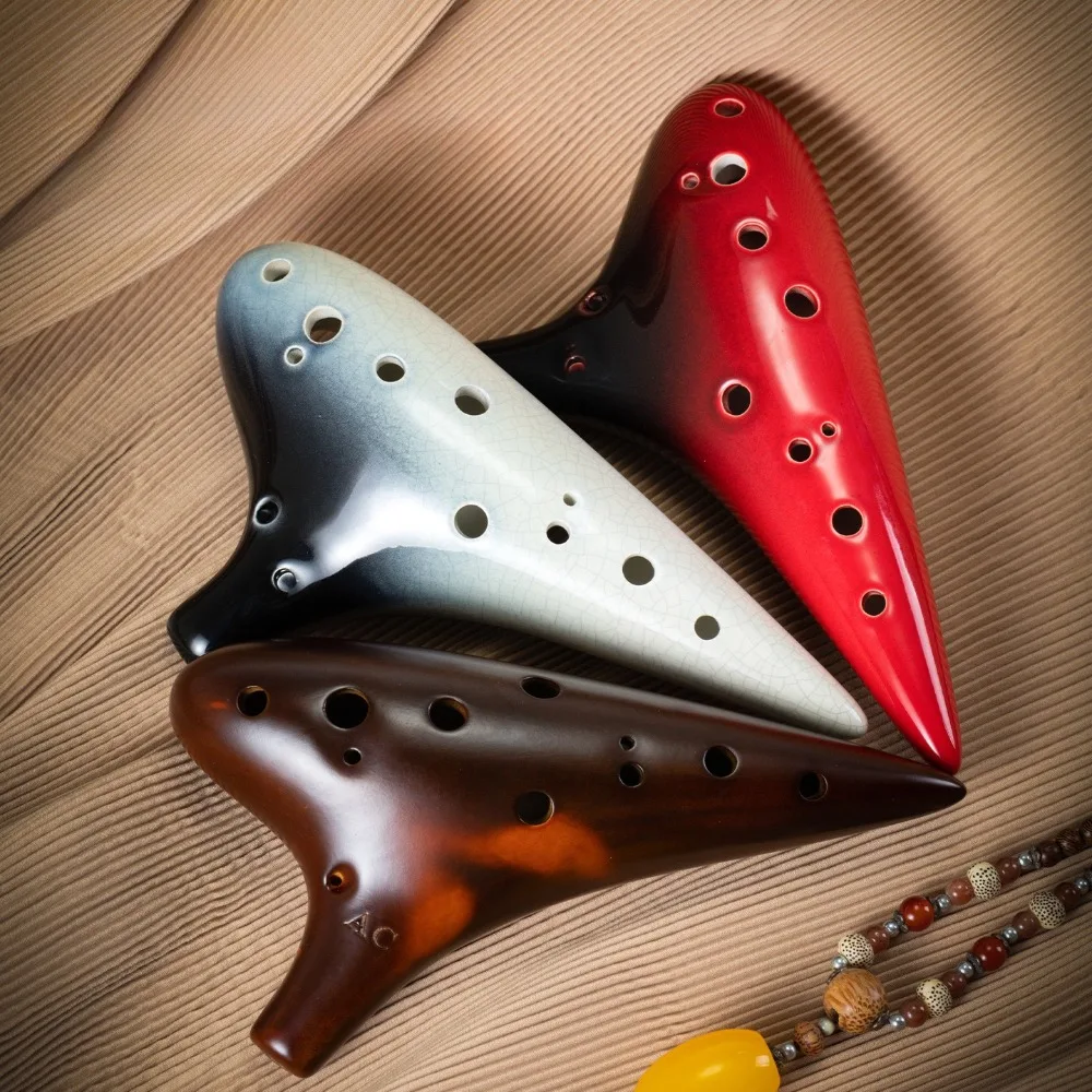 

12 Hole Ceramic Ocarina Beginners Smoked Gradient Color Portable Ocarina Healing Professional Musical Instruments Adults