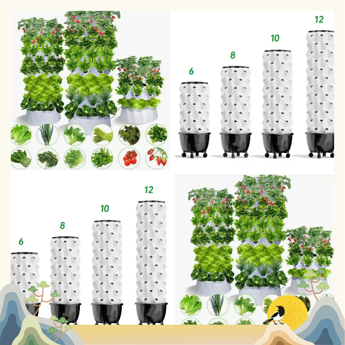 Hydroponic Tower Vegetable Planting ABS Material Soilless Cultivation Intelligent Pineapple Tower Hydrocyclic Cultivation