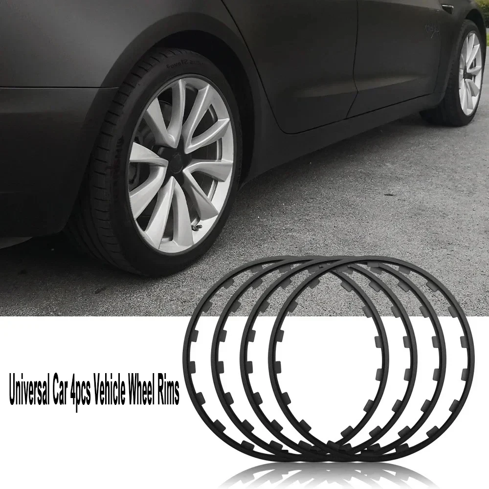 

Universal Car 4pcs Vehicle Wheel Rims Edge Protector For Tesla Model 3 Y S X 2017-2025 Car Wheel Guard Rim Protecting Trim Ring