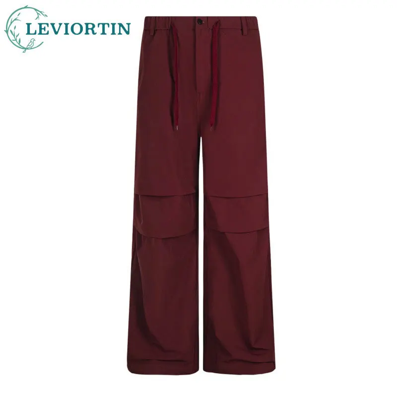 

Men's solid color multifunctional loose vertical pants fashion trend brand American pleated paratrooper sports casual pants