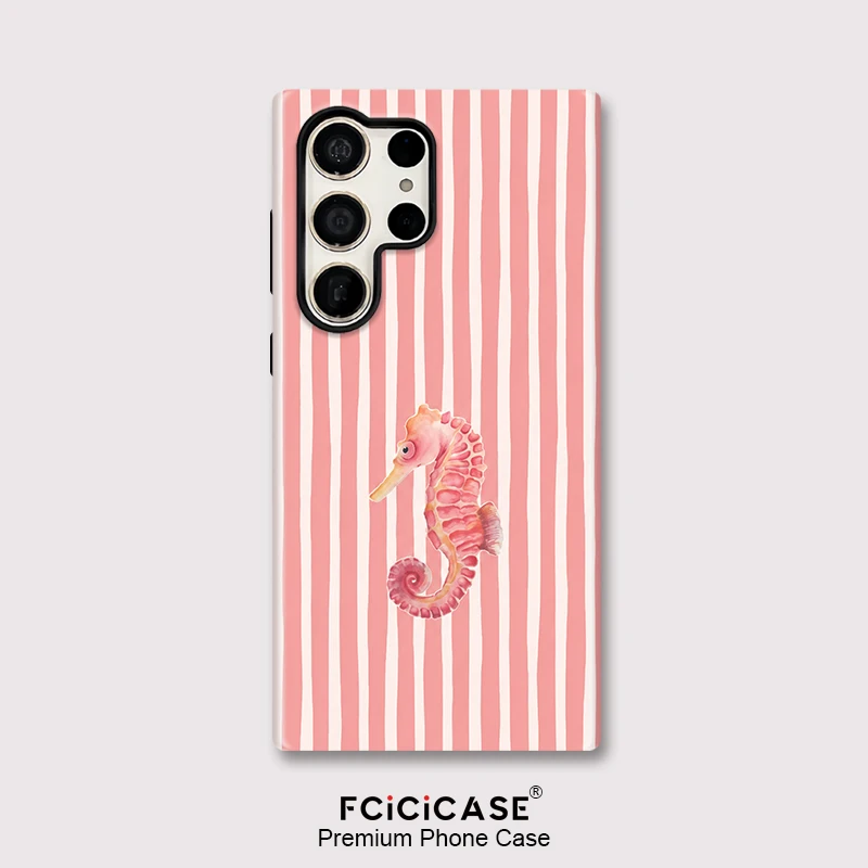 Fcicicase Matte Phone Case For Samsung Galaxy S24 S25 Ultra A56 A16 S26 Edge S23+ S20 FE A26 Cute Seahorse Shockproof Cover