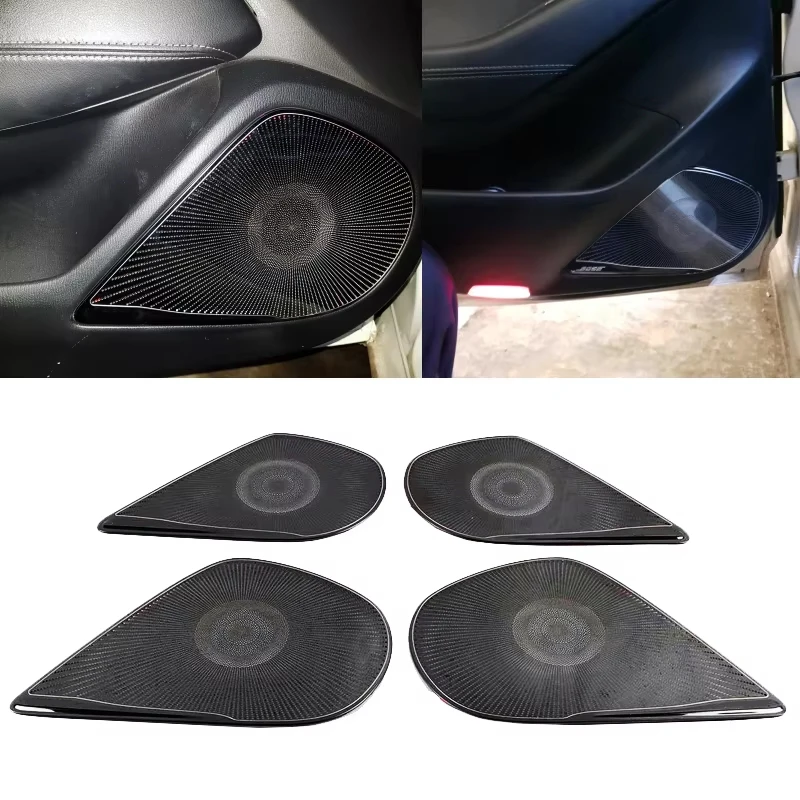 Stainless Steel Mesh Door Kick Guard & Speaker Cover for Mazda6 Mazda 6 Atenza 2020 -2024 Silvery Self-Adhesive Protective Trim
