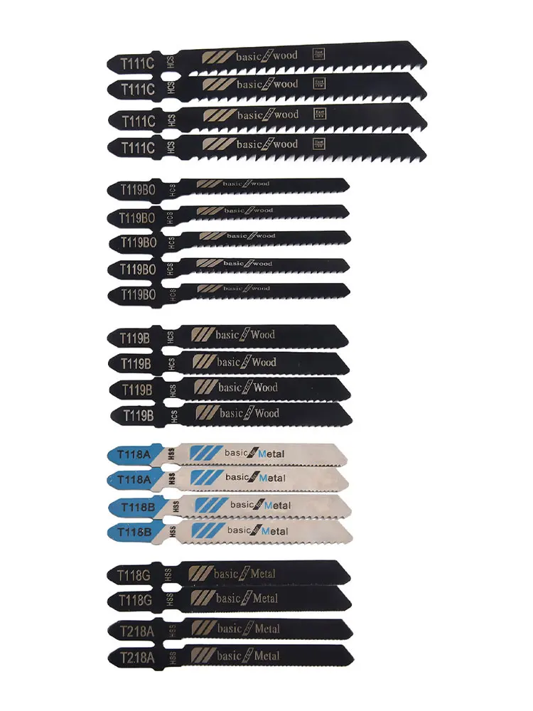 ใบเลื่อยจิ๊ก T119BO T119B T218A ความต้านทานการสึกหรอ T118A T111C เพลารูปตัวทีสำหรับตัด T118B พลาสติกโลหะ hcs/hss
