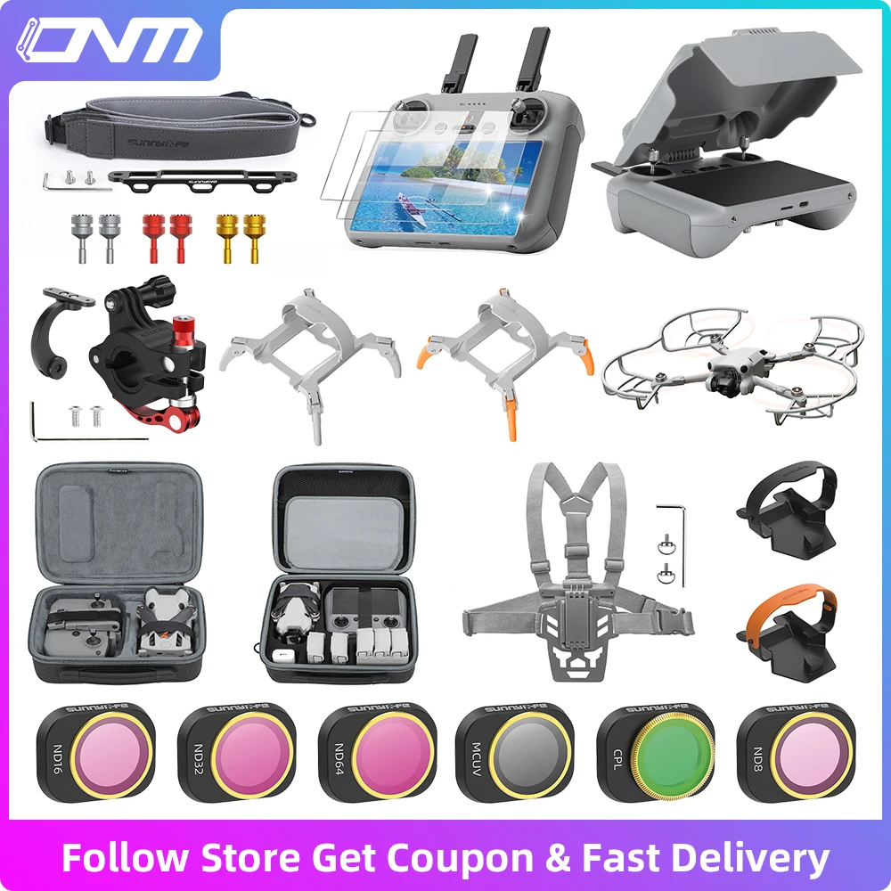 

Accessories Kit for DJI Mini 4 Pro RC 2 Lens Filter Screen Protector Riding Bracket Sun Shade Cover Propeller Guard Storage Bag