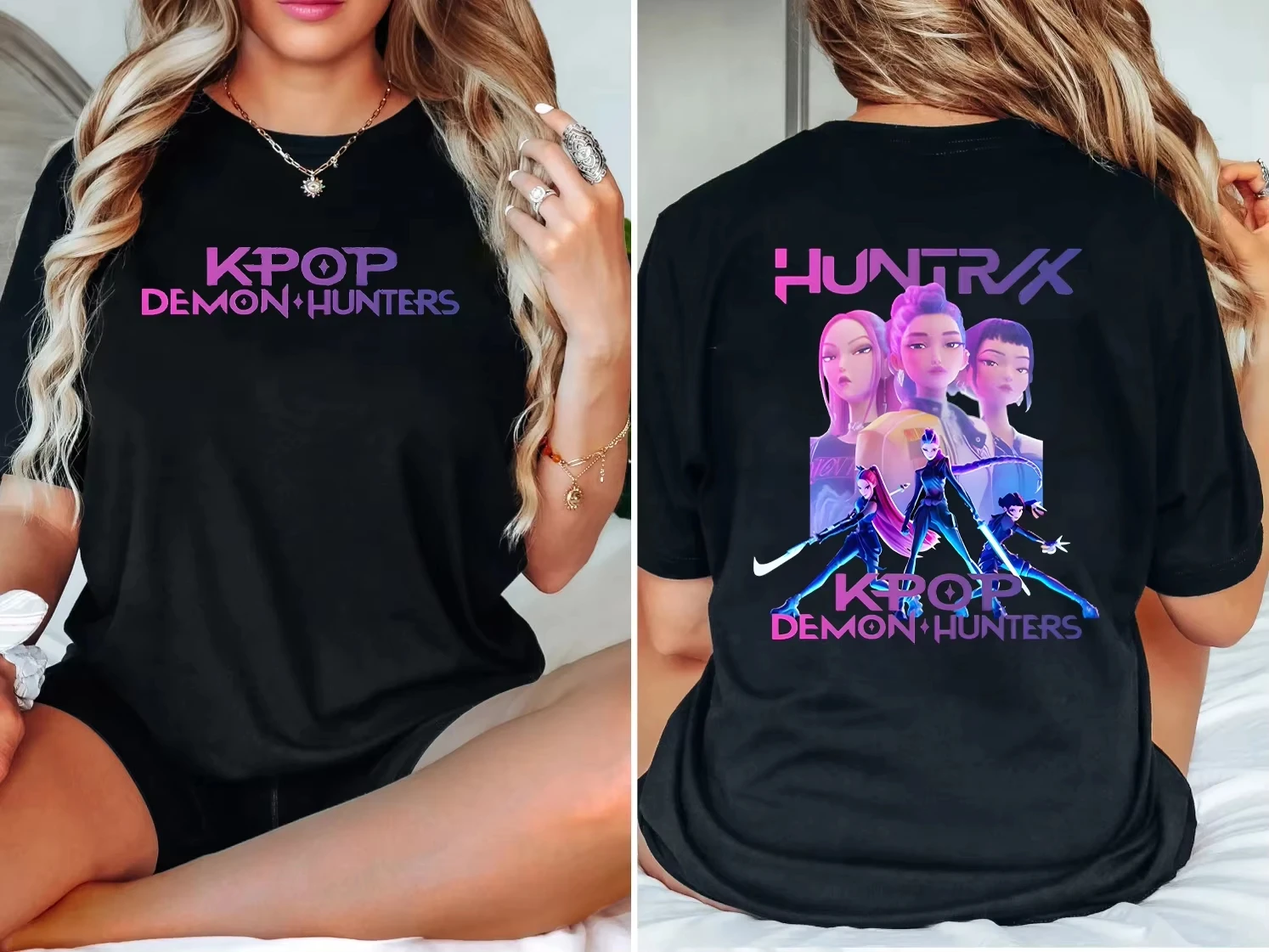 

KPOP Demon Hunters Huntrix Anime T-shirt Graphic Short Sleeve Shirt Unisex Women Men Summer T Shirts Casual Tops Tees