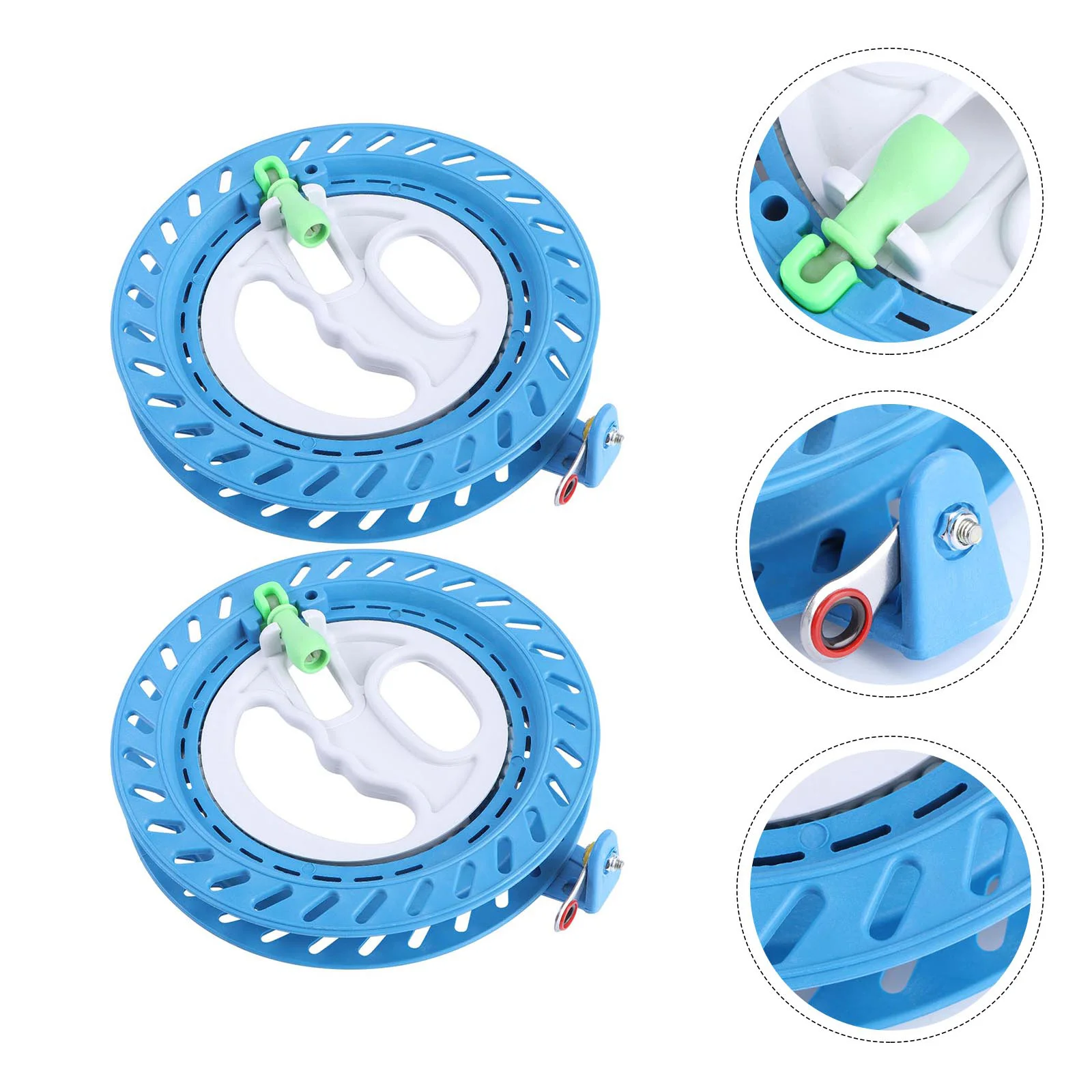 Carrete de mano para cometa, enrollador de línea bloqueable, plástico ABS, duradero, accesorios de cable para cometa al aire libre, 18cm, colores rojo y azul, 2 uds.