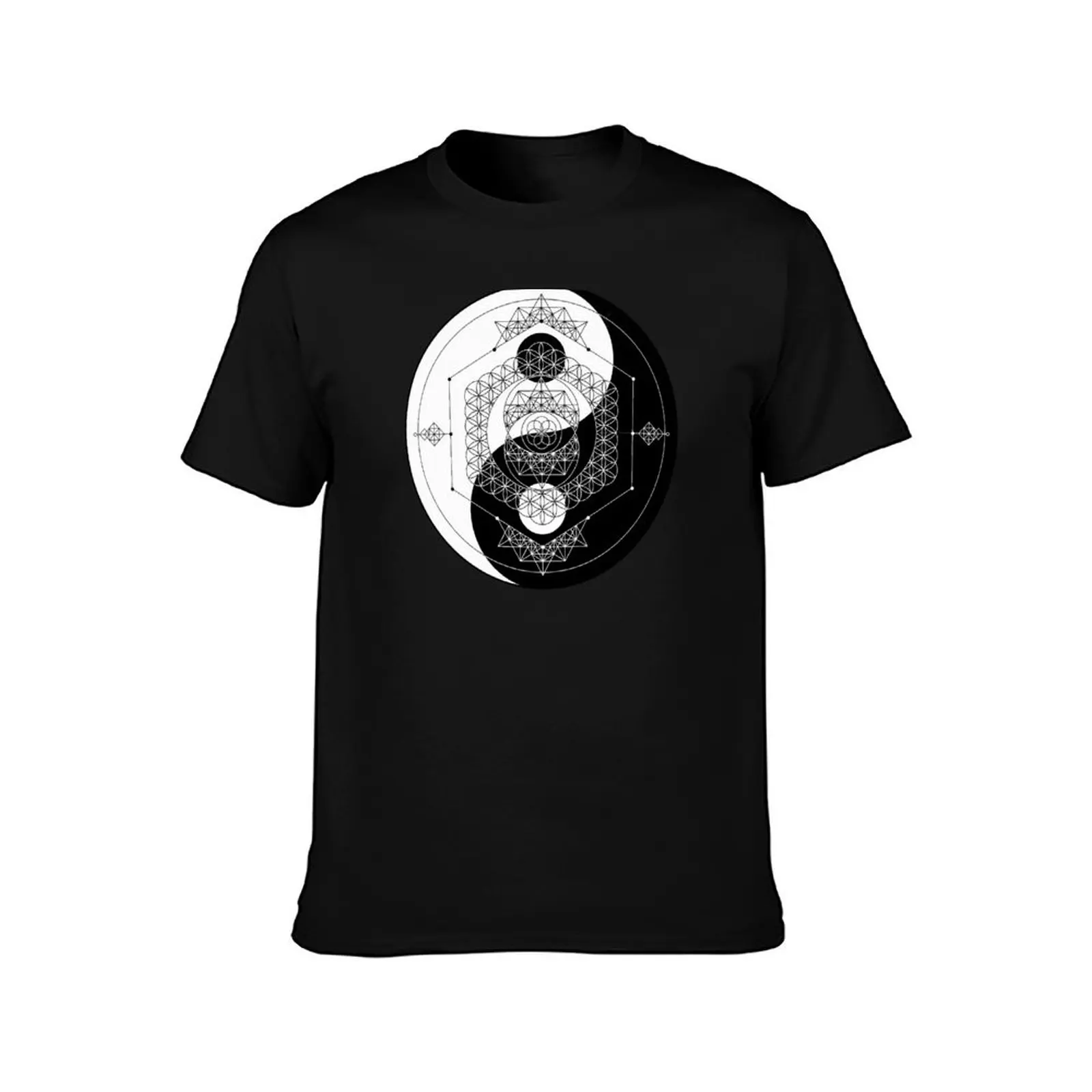 Sacred Geometry Yin Yang Mandala T-Shirt Plus Size Summer Short Sleeve T-Shirt