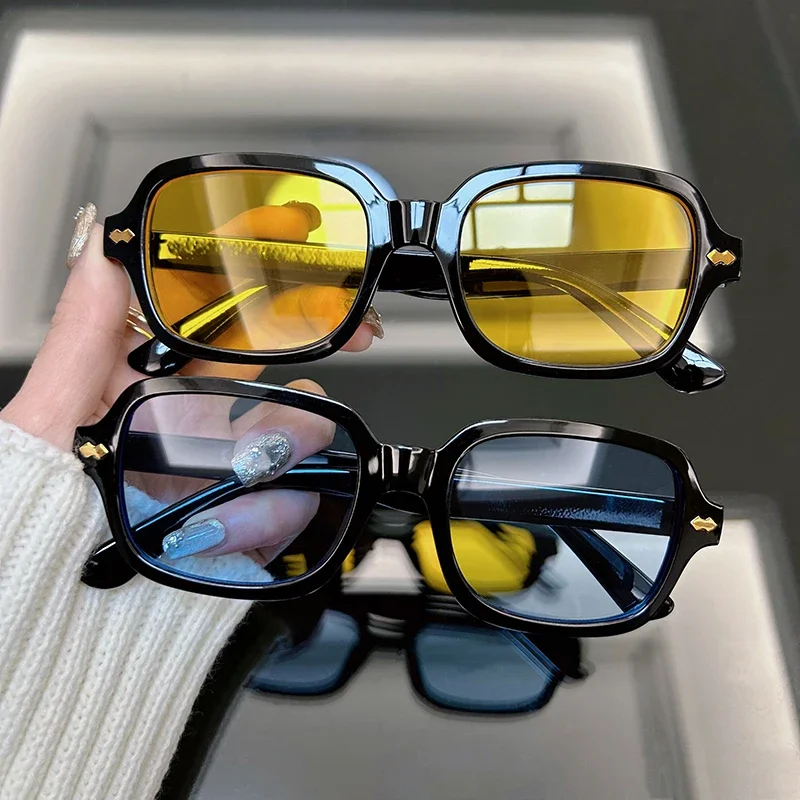 Fashion Square Sunglasses Women Vintage Brand Designer Sun Glasses Male Luxury Classic Shades Small Frame Yellow