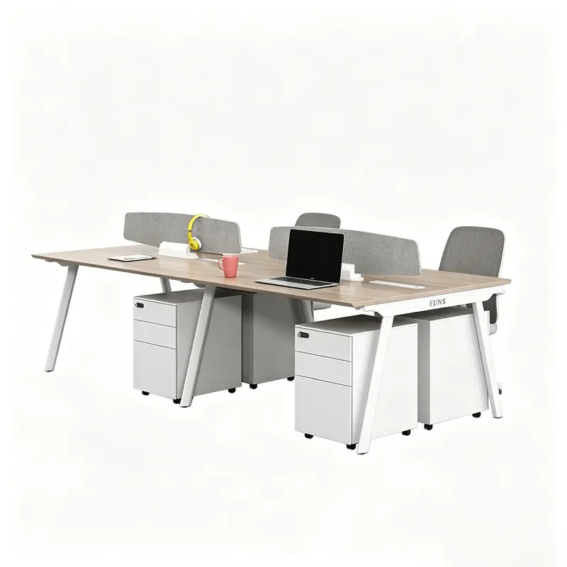 Office Desk And Chair Combination Workstation Table With Cabinet Screen Plug Commercial Furniture