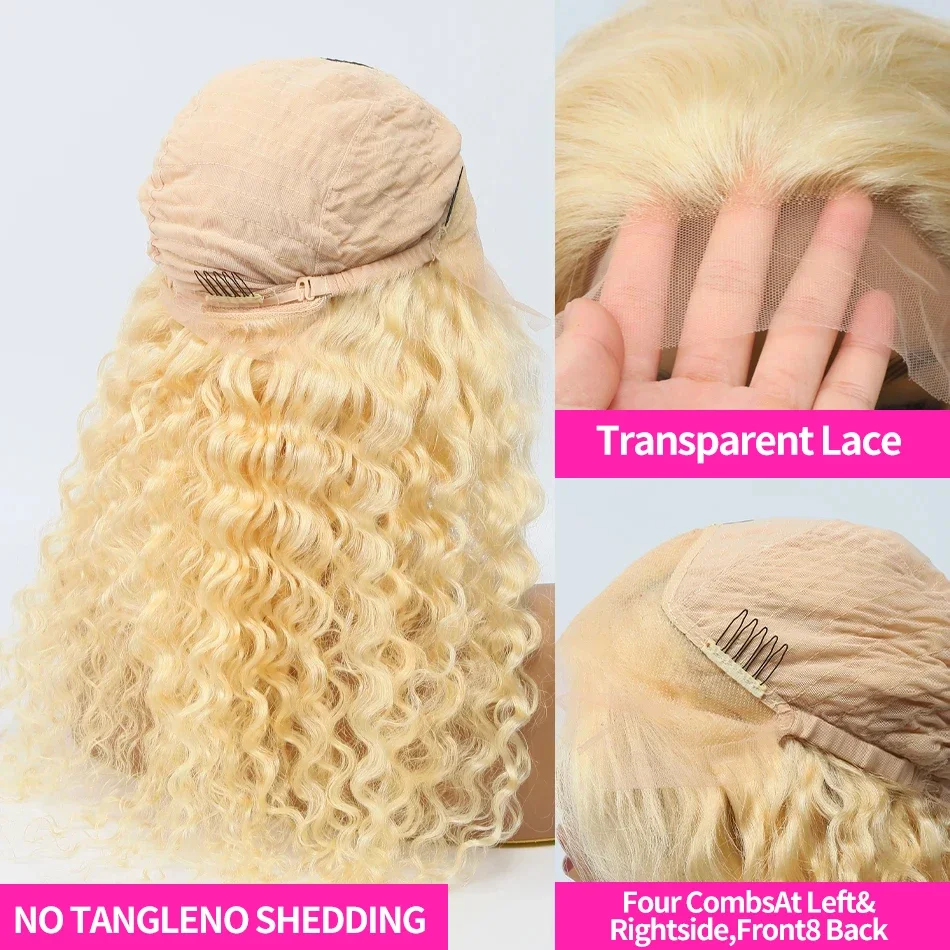 Peruca de renda frontal loira para mulheres, onda profunda 613, peruca frontal HD, perucas de cabelo humano, 100% perucas encaracoladas coloridas, 250 densidade, 13x6, 30 Polegada