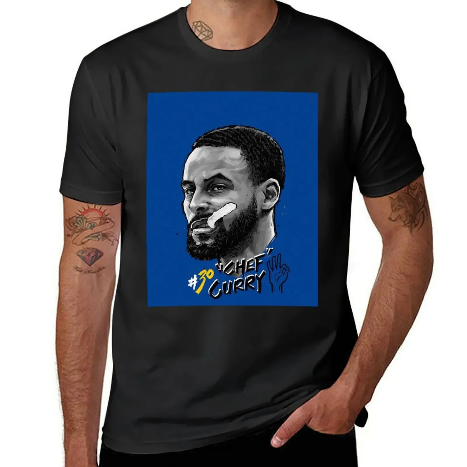 STEPHEN CHEF CURRY 30 ILLUSTRATION T-Shirt Clothing designer shirts heavyweights funny shirt cotton T-shirt men