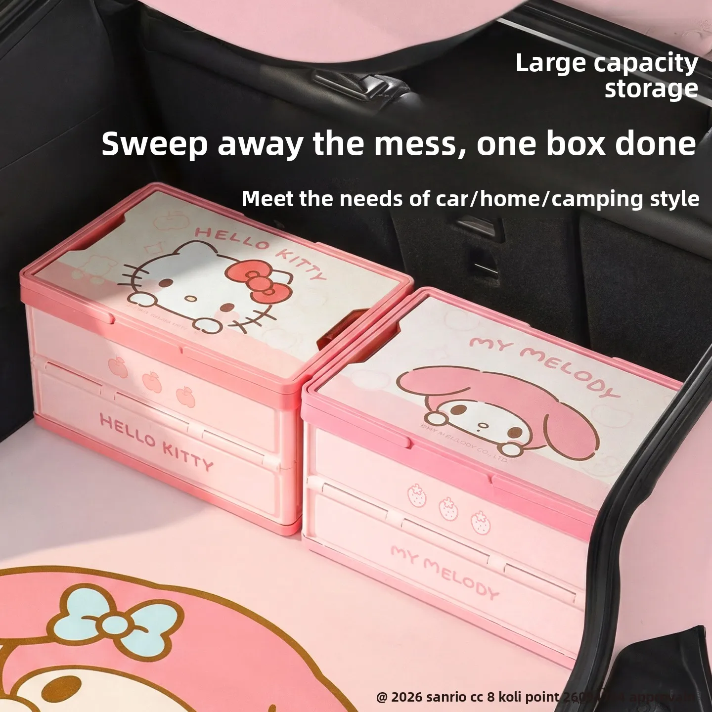 

Sanrio Car Trunk Storage Box Car Trunk Storage Box Outdoor Camping Foldable Storage Box Cartoon Hello Kitty My Melody Gift