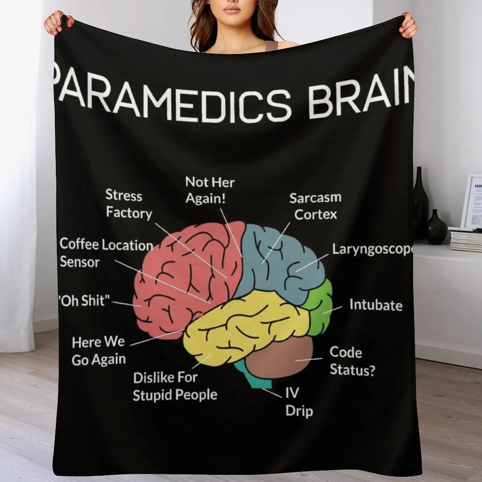 

Paramedics Brain Funny EMS EMT Paramedic Thin White Line Throw Blanket Stylish Couch Blanket for Home Living Room