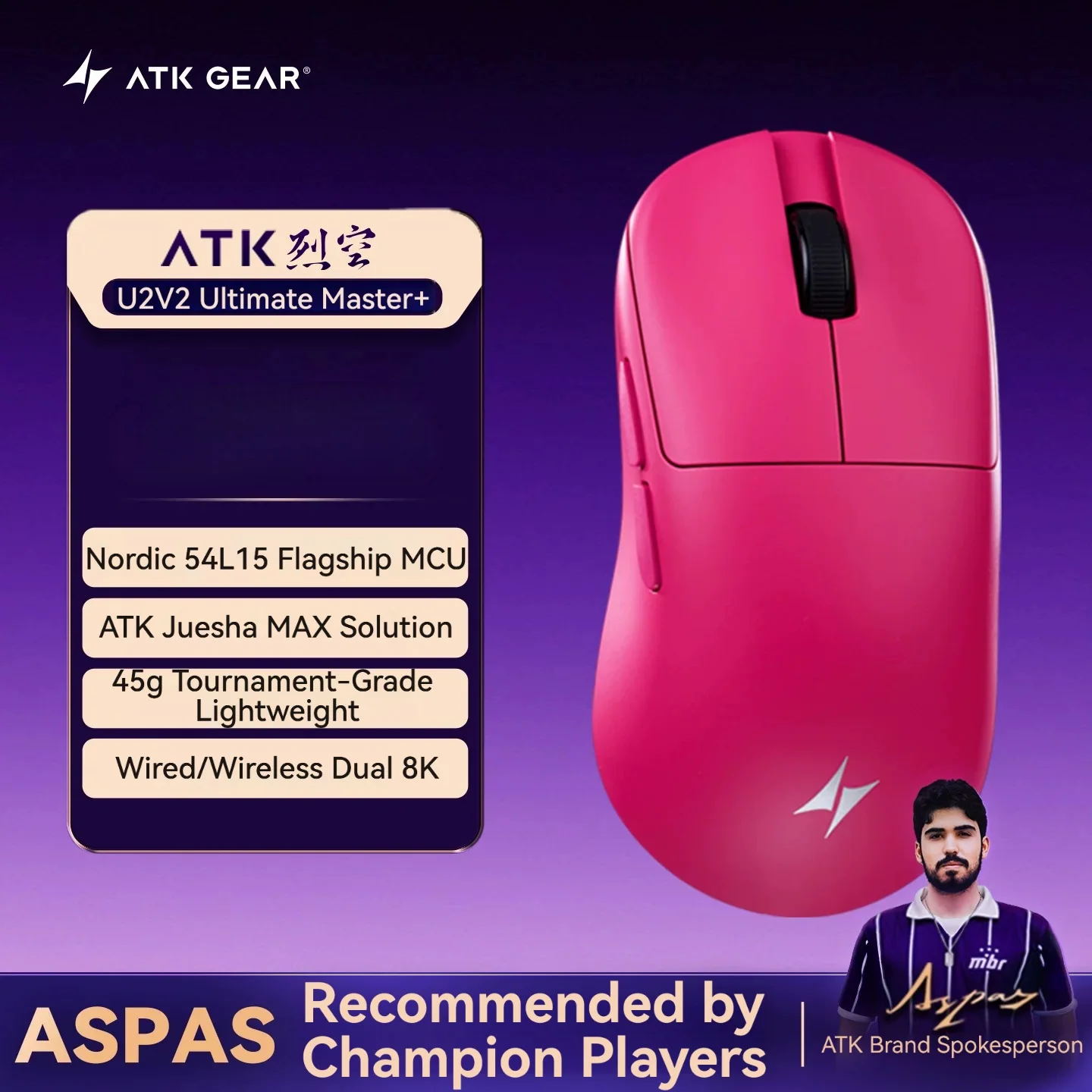 NEW ATK U2 V2 Mini Ultimate Wireless Gaming Mouse Tri-model