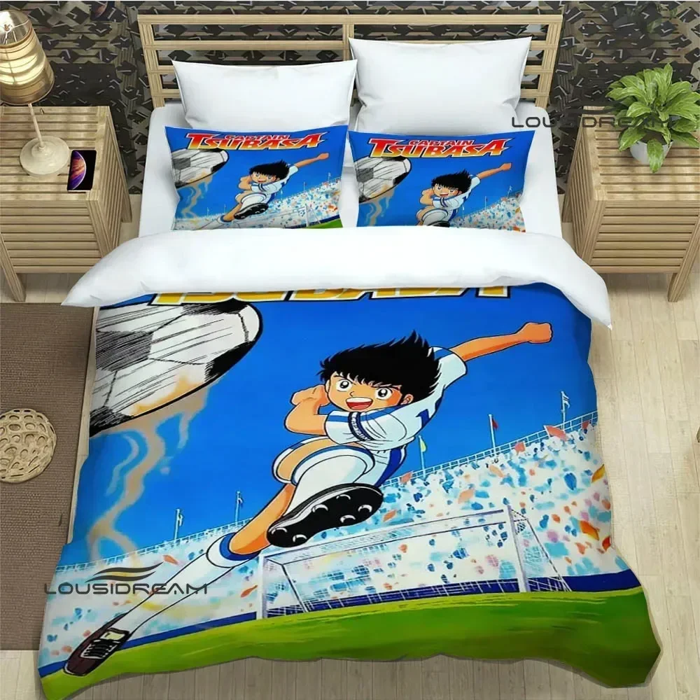 Captain Tsubasa Cartoon 3D Printing Comforter Bedding Set,Duvet Cover Bed Set Quilt Cover Pillowcase,King Queen Size Bedding Set
