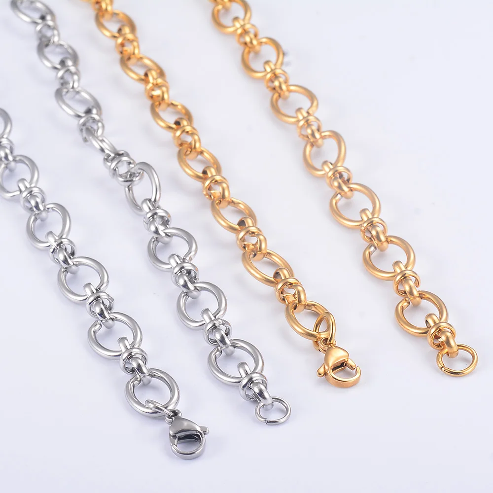 1 piece Women Mens Stainless Steel Handmade Oval Chain Necklace Bracelet High Quality Big Chain Necklace Punk Heavy Jewelry