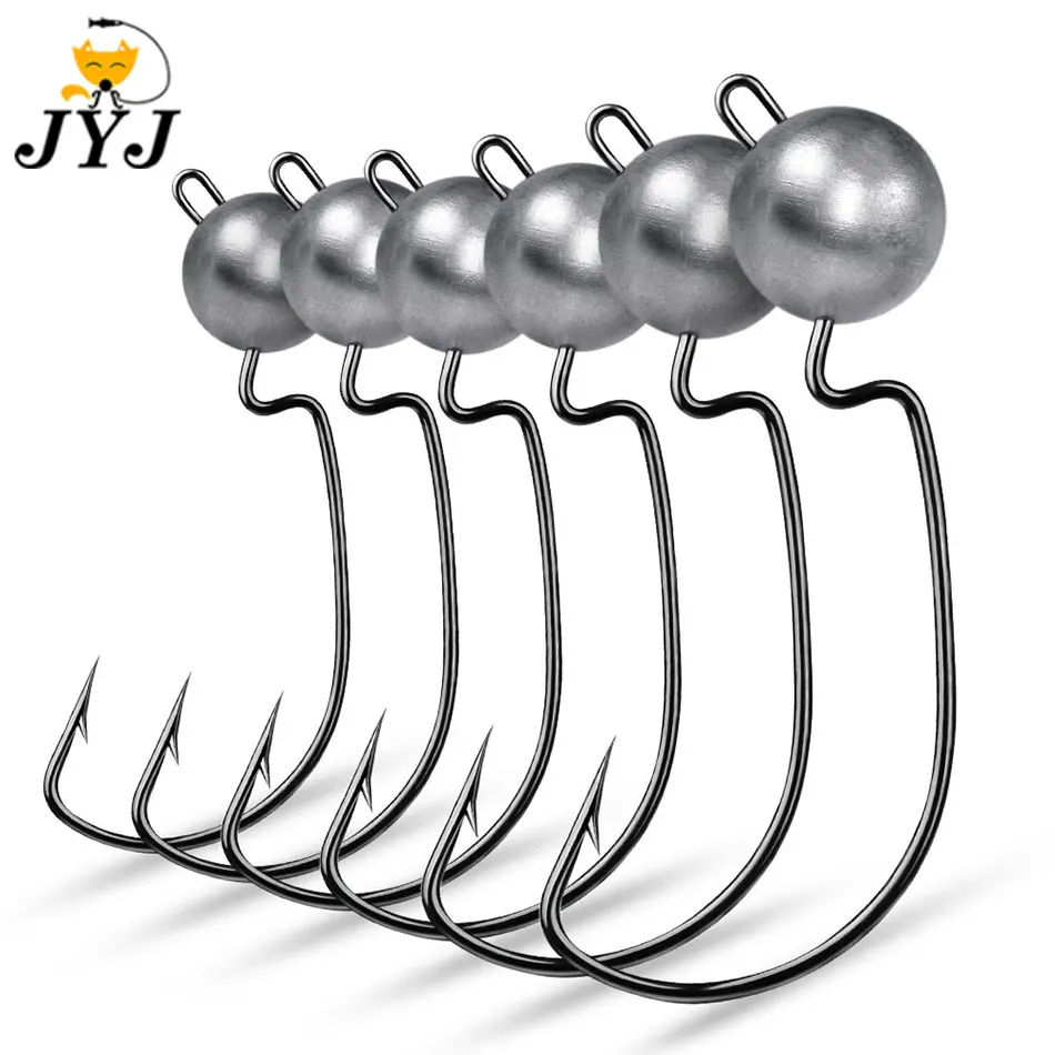 

JYJ Exposed big Jig Head 3.5g 5g 7g 10g Barbed offset Hook Fishing Hooks, Sharp jig head hook for soft worms