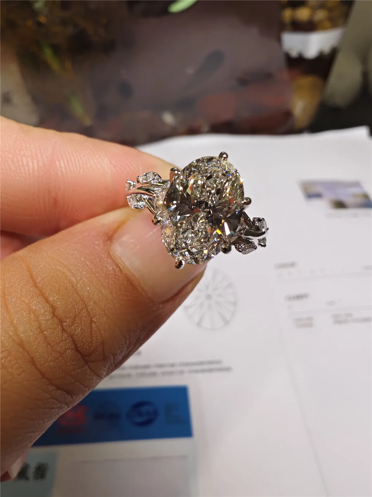 10K Gold Laboratory-Grown Diamond 3CT Elliptical/Vine Marquise Engagement Ring PT950 Platinum Wedding Ring Factory Custom Wholes